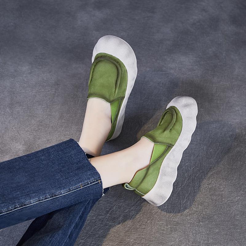 Fashion GKTINOO Spring 2025 Flat Shoes Women Soft Soled Loafers Ethnic Moccasins Natural Cow Genuine Leather Rubber Comfy Women Sneakers