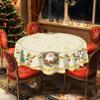 1 Stück Weihnachts-Rund- und Rechteck-Tischdecke, verschiedene Größen, Vintage Weihnachtsmann und Schneemann Geschenkbox Goldband Druckmuster Tischdecke, S