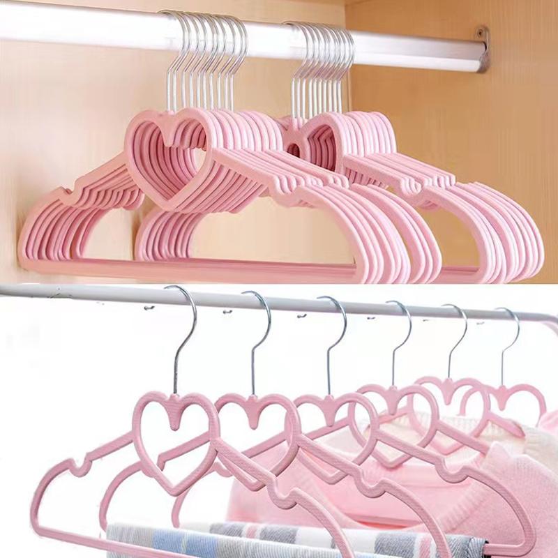 10Pcs Clothes Hanger Durable Heart-Shaped Multifunctional Hangers For Adult Children Clothing Hanging Supplies