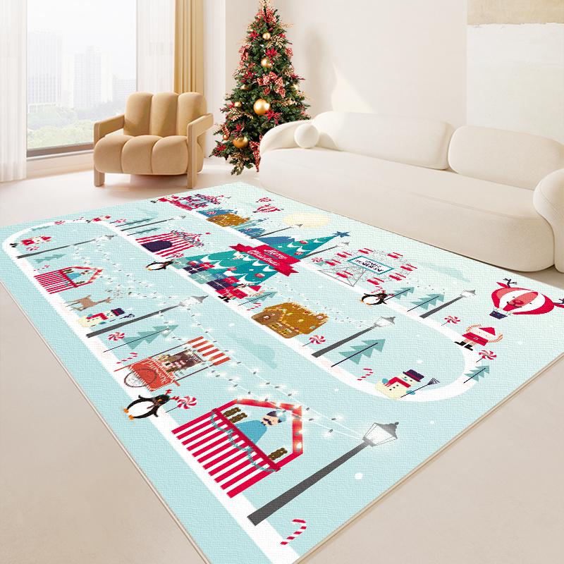 Christmas Living Room Decoration Carpet Large Area Anti-slip Rugs for Bedroom Thick Plush Study Rug Fluffy Soft Lounge Floor Mat