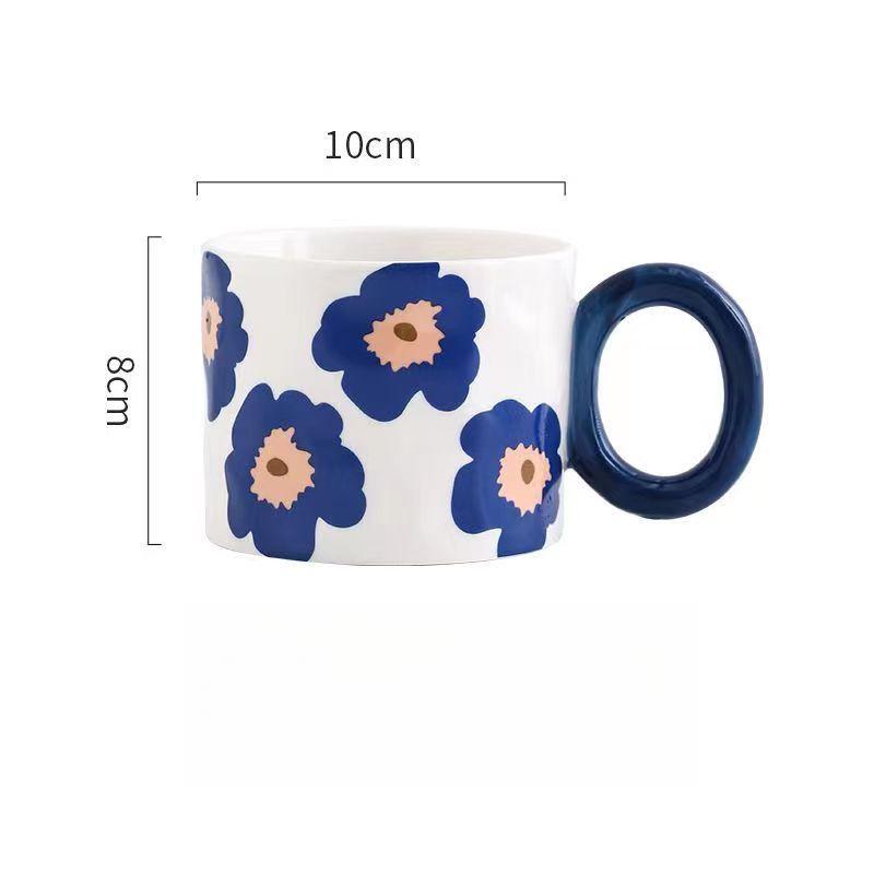 Ceramic Water Cup Mug Milk Coffee Drinking Water Household Gifts Good Looking Cup Round Handle Thickened Microwave Oven