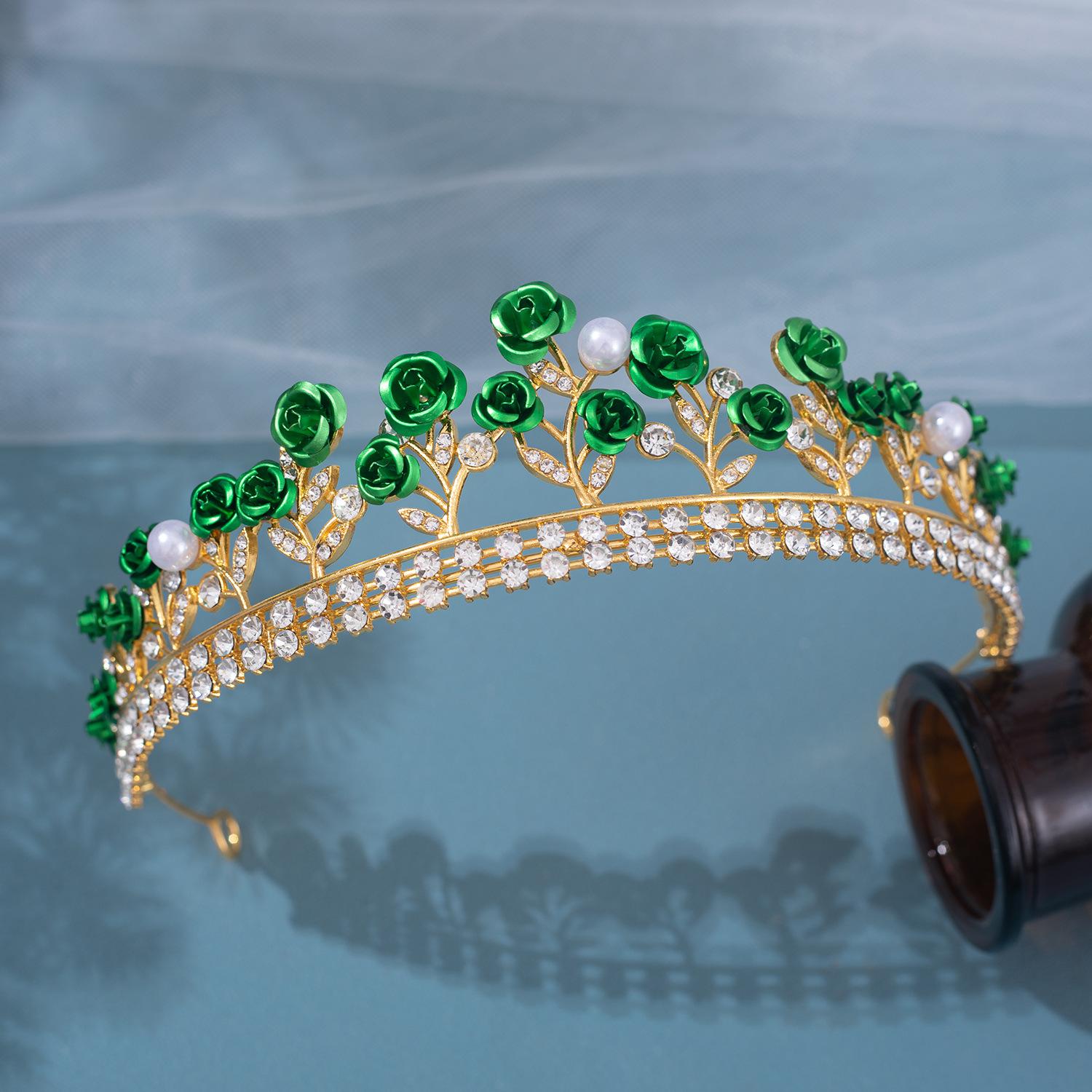 

Европейская и американская свадебная керамическая корона, аксессуары для волос, барочная свадебная корона, аксессуары для волос, аксессуары для волос со стразами