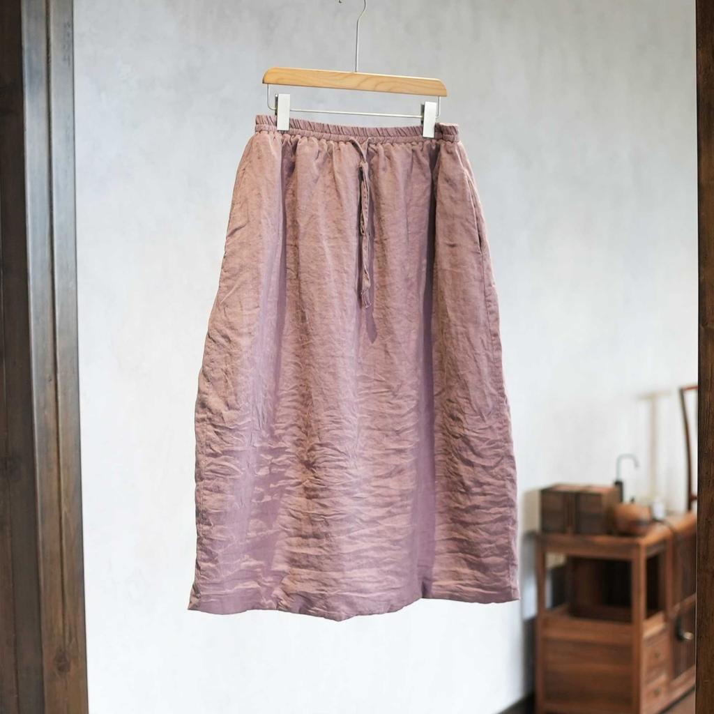 Johnature Women Vintage Spring Skirts Elastic Waist Solid Color Belt Pockets Female A-Line Skirts