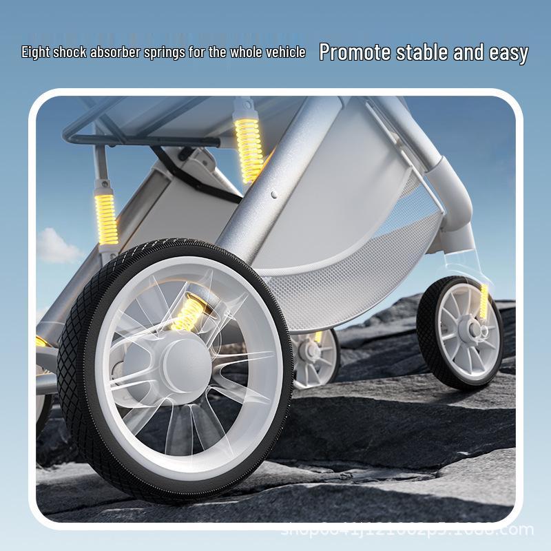 Children's Lightweight 2-Way High Landscape Stroller - Convertible Sit & Lie Down Pushchair