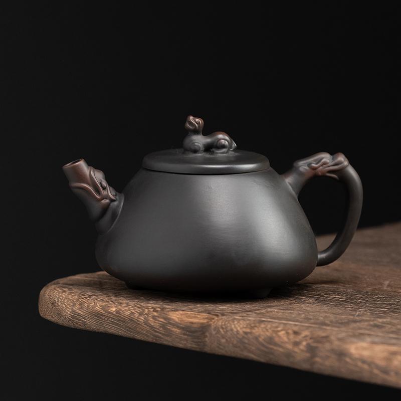 Цзяньшуйская глина Фиолетовая глина Резьба Чайник Ручная роспись Антикварный Рельефный Чайник Бытовой Чайник Набор для чая Кунг-фу Чайник
