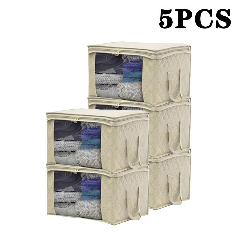 1-5PCS Folding Quilt Storage Bag Large Capacity Nonwoven Clothes Storage Bag Sealed Dustproof Storage Bag Clothes Organiser Box
