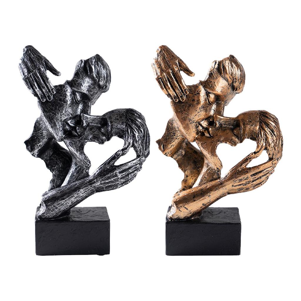 Abstract Art Couple Sculpture Tabletop Centerpiece Couples Kiss Sculpture for Festival Bedroom Fireplace TV Cabinet Shelves