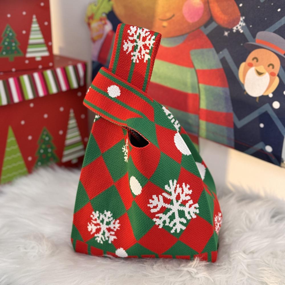Mini Santa Claus Snowman Christmas Knit Bag Christmas Tree Reusable Christmas Gift Bags Tote Bag