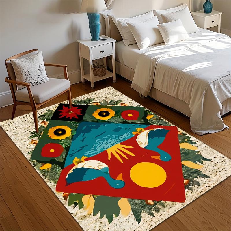 

Soft Non-Slip Washable Floral Bird Art Area Rug Floor Carpet for Bathe Room Bedroom Artistic Home Deco Living Room Decoration 40cm x 60cm