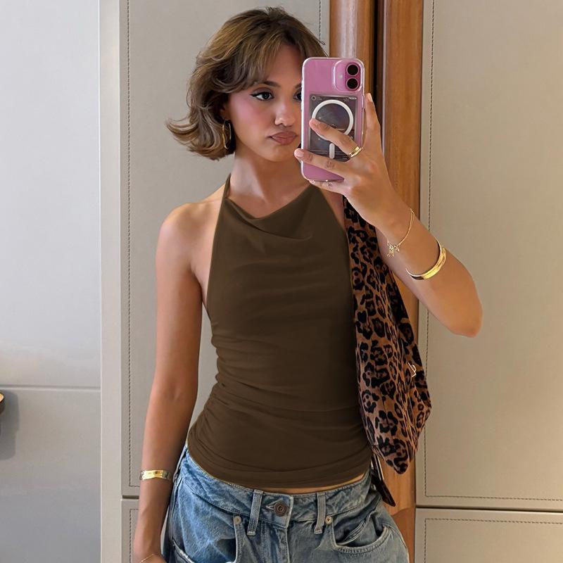 Avrupa Kadın İlkbahar/Yaz Seksi Arkası Açık File Askılı Üst