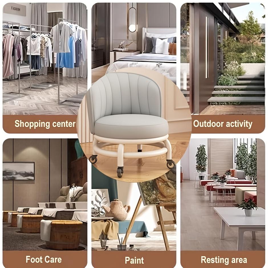 Rolling Stool with 360° Swivel Casters - Shoe Change Stool with Low Sitting Design,Comfortable Height, Durable Frame