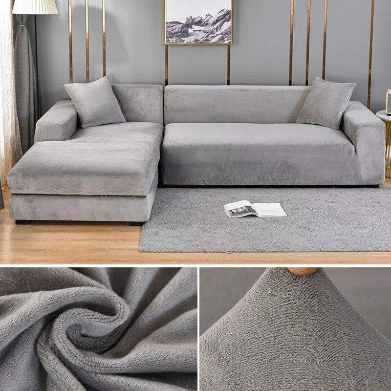 Velvet Sofa Cover for Living Room Thick Elastic Sofa Cover 1/2/3/4 Seater L Shaped Corner Sofa Cover Stretch Cover for Sofa