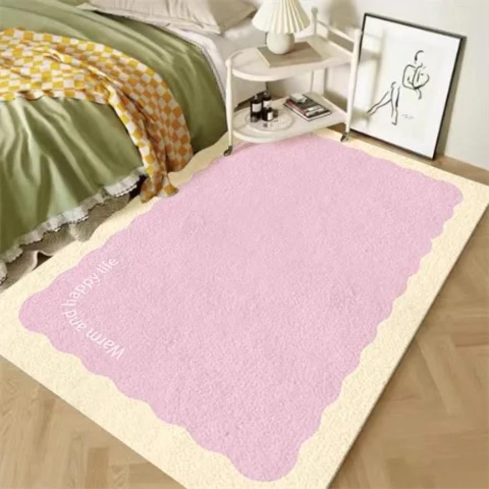 Cream Style Rugs for Bedroom Thick Plush Living Room Decoration Anti-slip Carpet Fluffy Soft Bedside Rug Home Washable Floor Mat