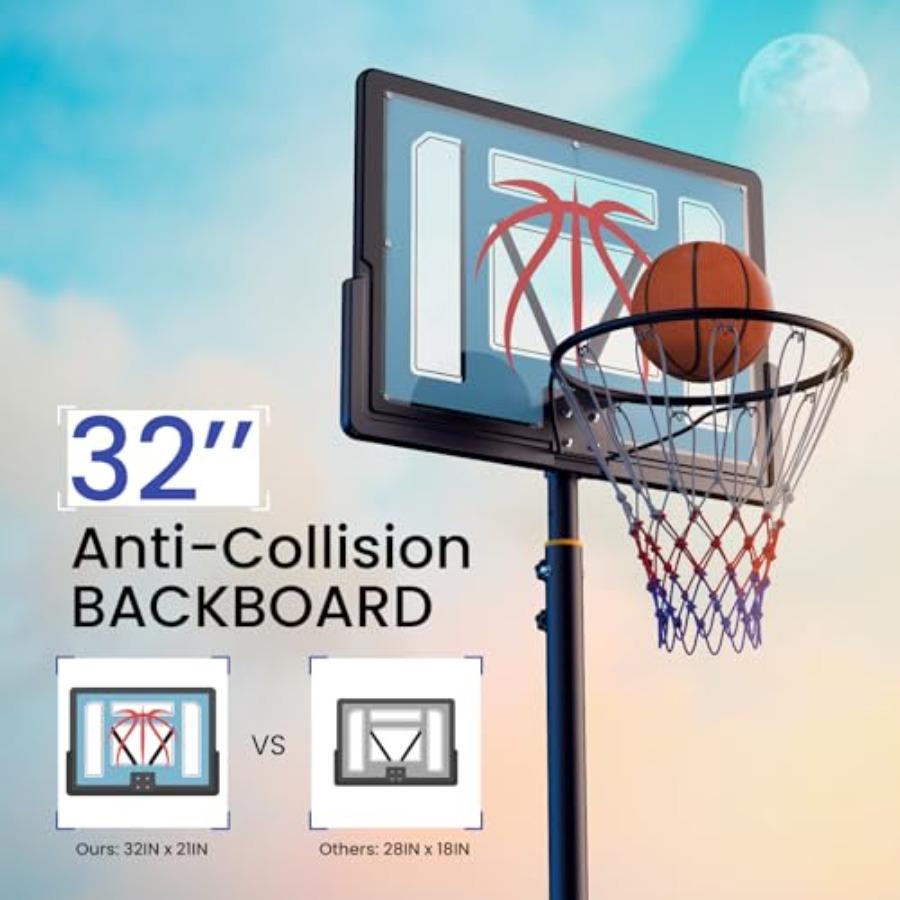 

Уличная баскетбольная корзина с регулируемой высотой от 4,82 до 8,53 футов, портативная конструкция на двух колесах, 32-дюймовая поликарбонатная щит Filla United States