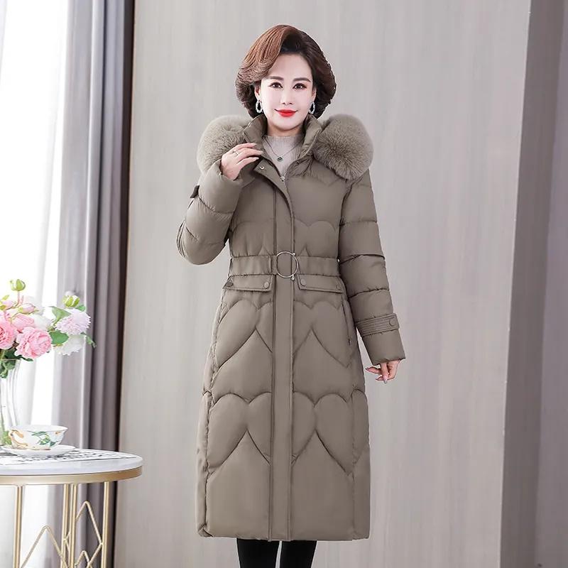 

Зимняя куртка Парка Женская Меховой Воротник С Капюшоном Толстый Пуховик Хлопковая Куртка Среднего Возраста Женское Пальто Теплая Длинная Верхняя Одежда Для Мам L коричневый
