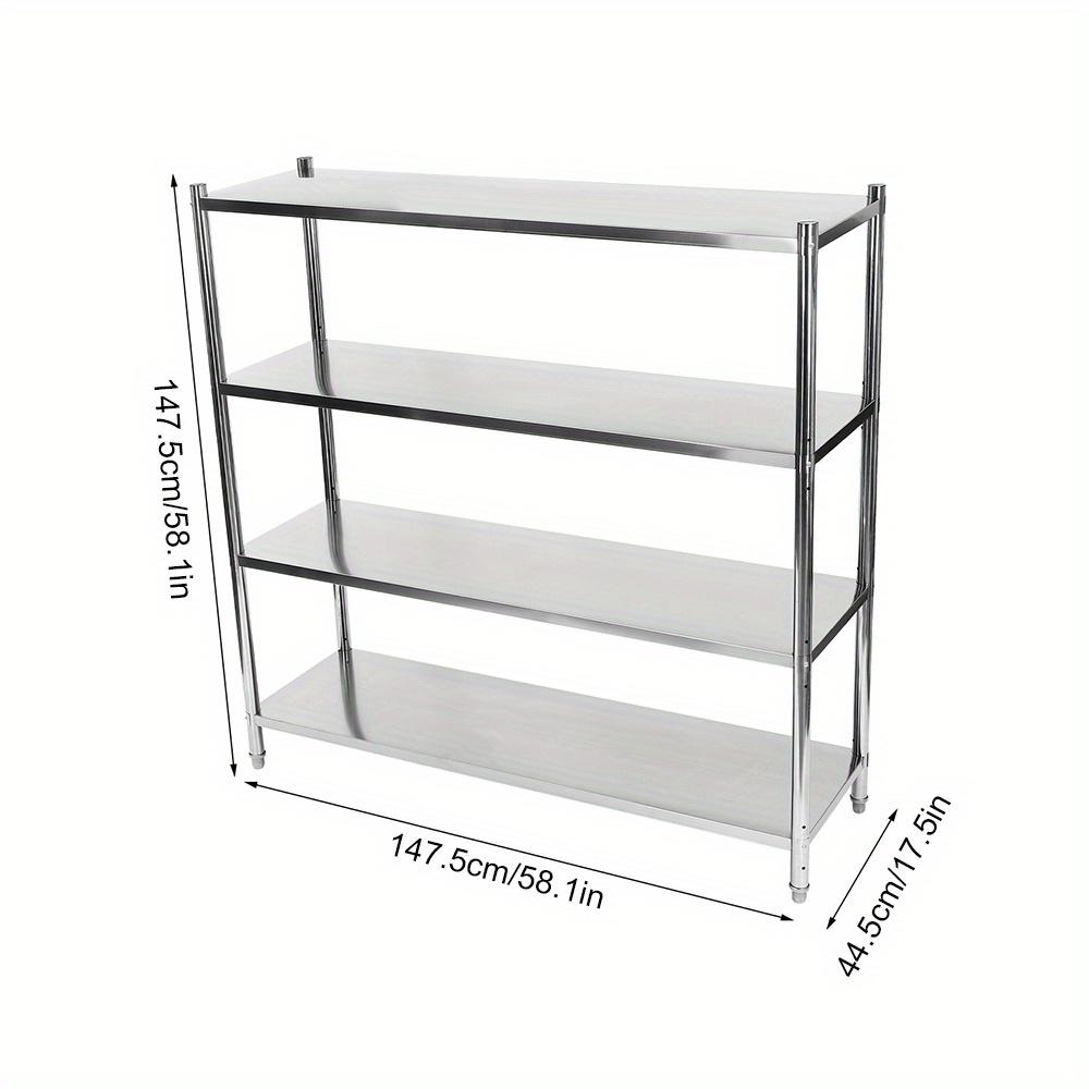 Stainless Steel Storage Rack 4Tier Commercial Shelving Unit with Adjustable Height for Restaurant Warehouse Logistics Center Use