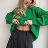 Oansatz Einfarbig Lose Pullover Büro Dame Herbst Winter Gestrickte Pullover Frauen Casual Langarm Jumper Streetwear