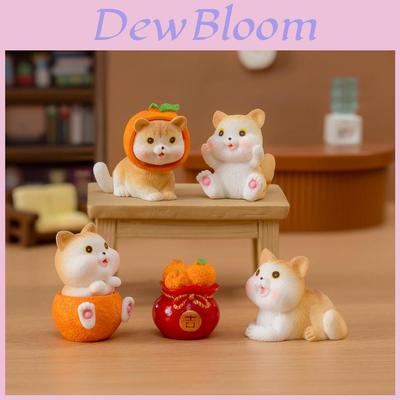 Adorable Resin Lucky Orange Cat Figurine Blind Box Creative Desktop Decoration