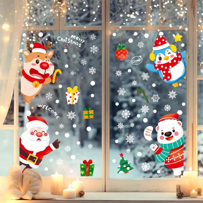 Christmas Stickers, Double-sided Electrostatic Display Window Posters, Christmas Festival Decoration Items
