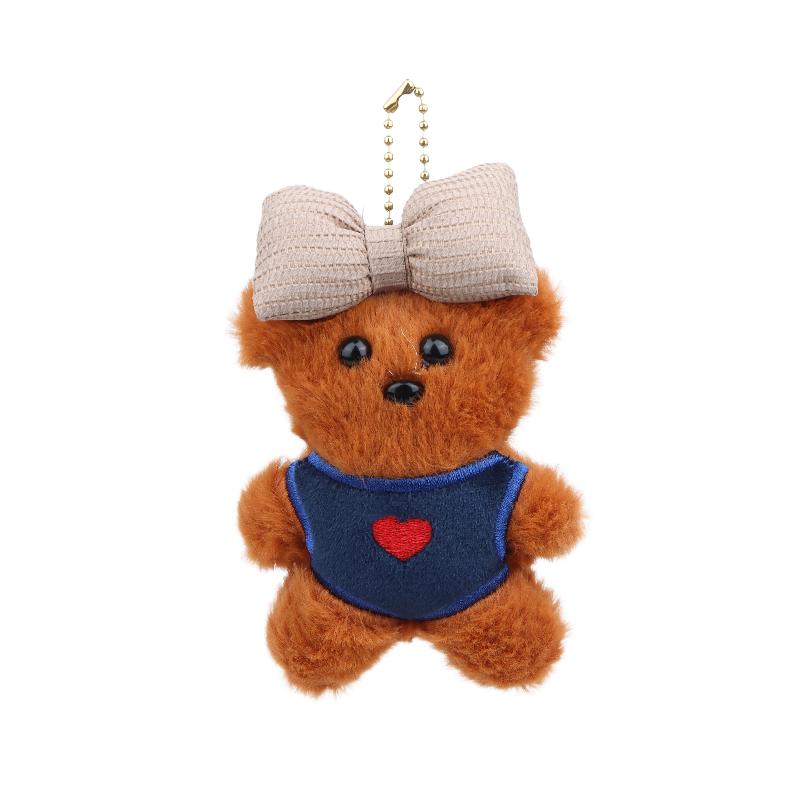 Cute Bow Tie Bear Plush Keychain Cartoon Stuffed Doll Keyring Pendant Bag Charms Couple Backpack Hanging Decoration Lovely Gifts