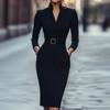 Women's Fashionable French-inspired Sophisticated Elegance Socialite - Waist-cinched Dress