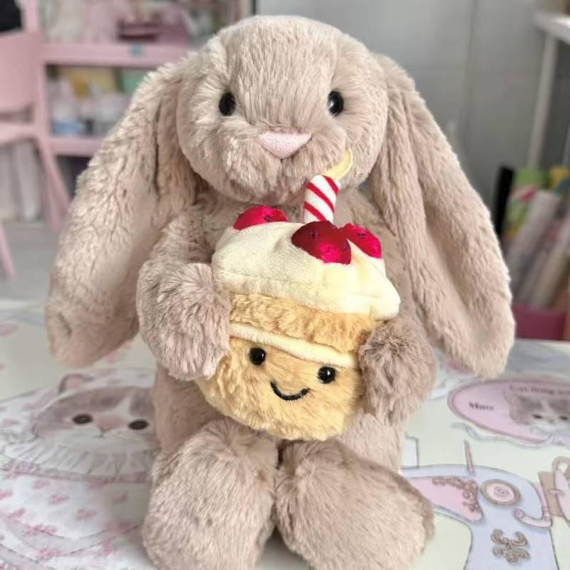 Jellycat Cute Rabbit Plush Doll Holding A Birthday Cake Design For Children Gift