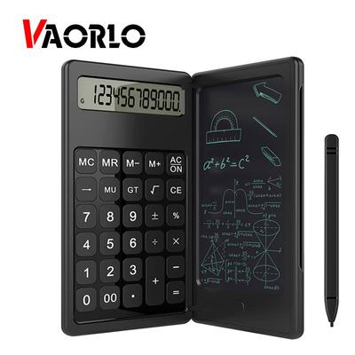 VAORLO Faltbarer Taschenrechner und 6-Zoll-LCD-Schreibtablett, digitales Zeichenpad, 12-stelliges Display mit Stylus-Stift-Löschtastensperrfunktion