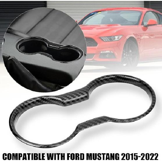For Ford Cup Holder Cover Frame Trim Fit 2015+ Ford Mustang Interior Accessories