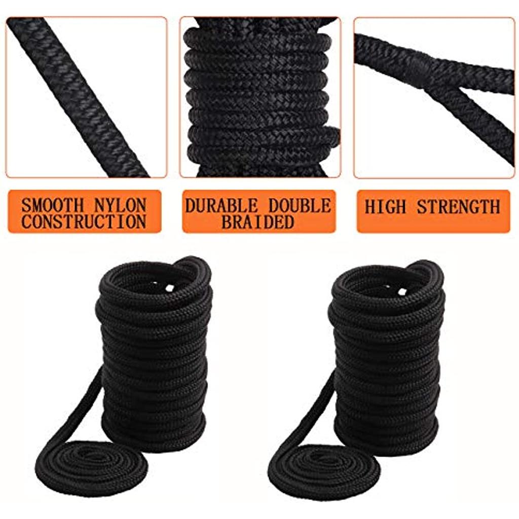 2/4Packs Double Braided Nylon Dock Lines Rope Marine Mooring Rope 3/8 1/2 Boat Ties To Dock Line 12 Inch Eyelet Boat Anchor Rope