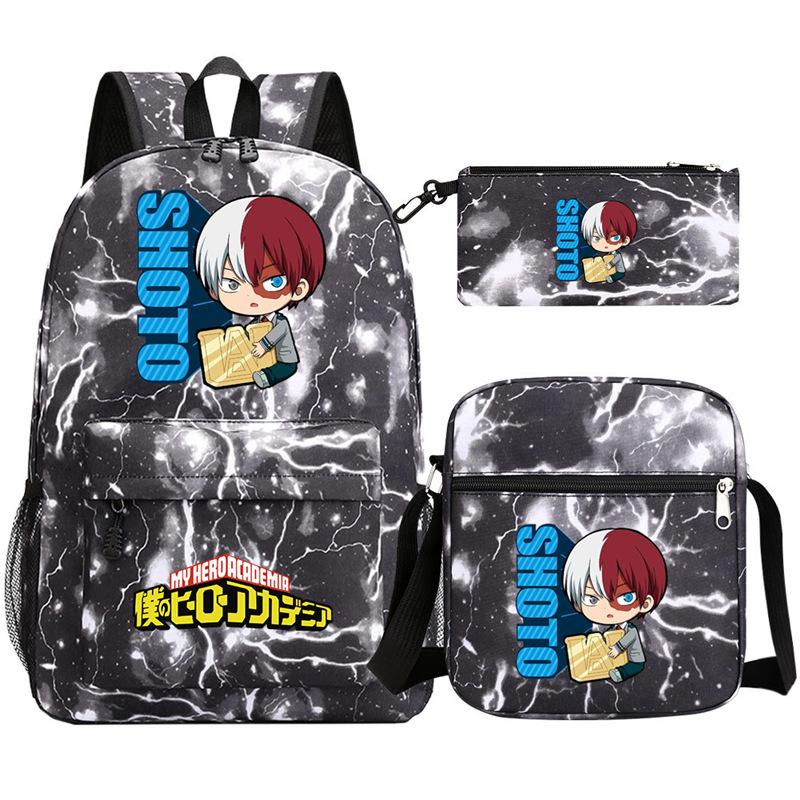 Young Students Schoolbag Animation Three-Piece Backpack Diagonal Hanging Bag Pencil Case