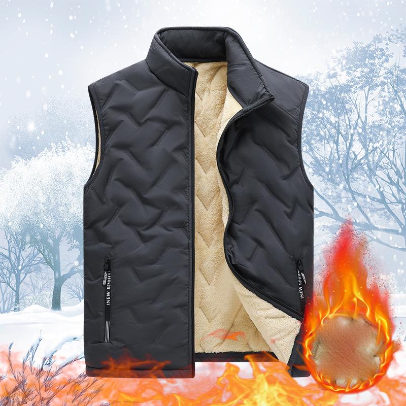 Autumn and Winter Fashion Men's Cotton Vest Jacket Casual Multifunctional Plus Size Warm Standing Collar Sleeveless Men's Top