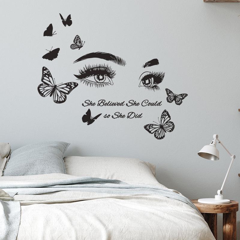 DIY Butterfly Wall Art Decals Waterproof Self-Adhesive PVC Stickers for Lash Beauty Salon Shop Wall Decor
