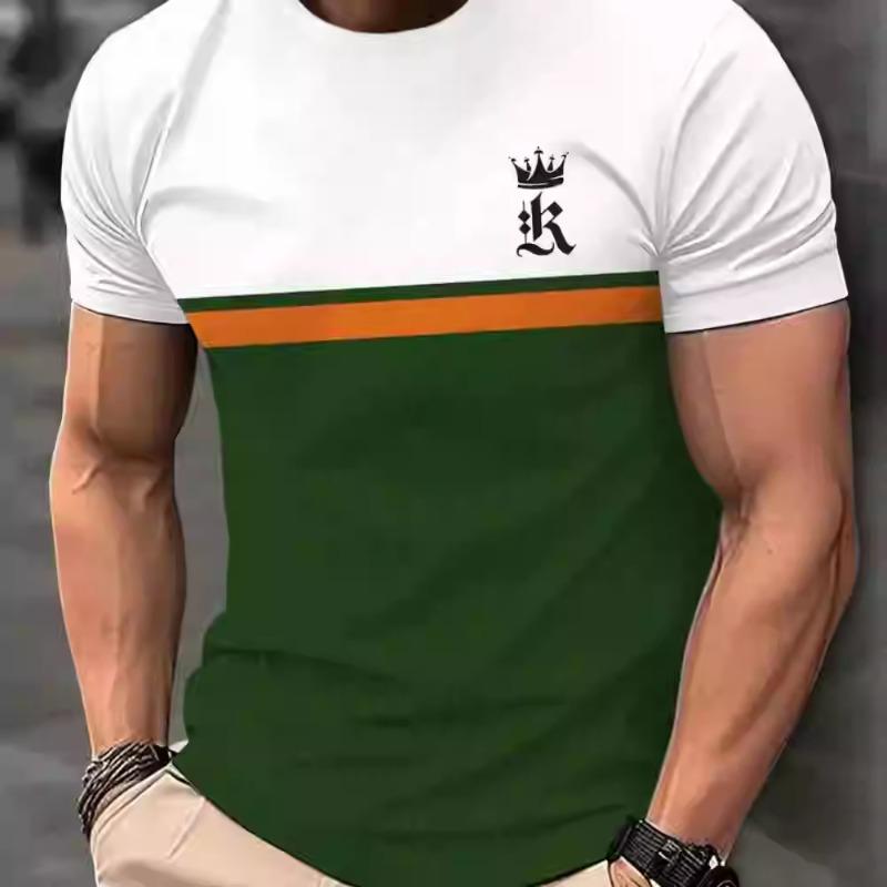 Short-sleeved T-shirt Printing Process Can Be Worn Inside and Outside, Loose Stripes