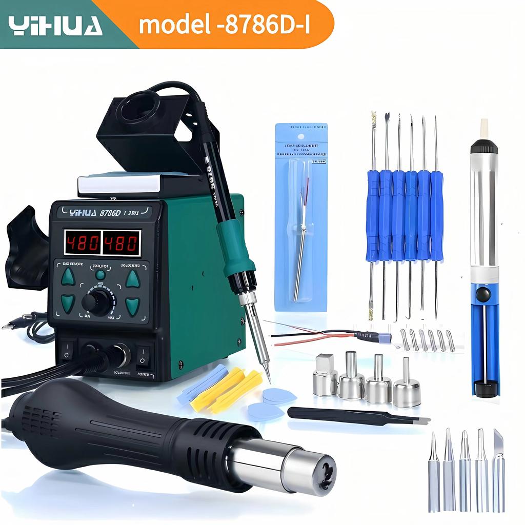 YIHUA 8786D-I Soldering Iron Hot Air Station BGA Rework Station Phone Repair SMD Solder Tool Welding Station
