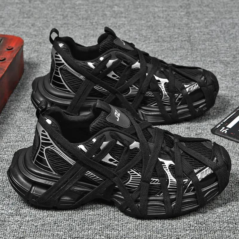 Men's Lace Up Street Sneakers Niche Thick Splicing Mixed Color Sports Shoes Arrival Vulcanization Shoes