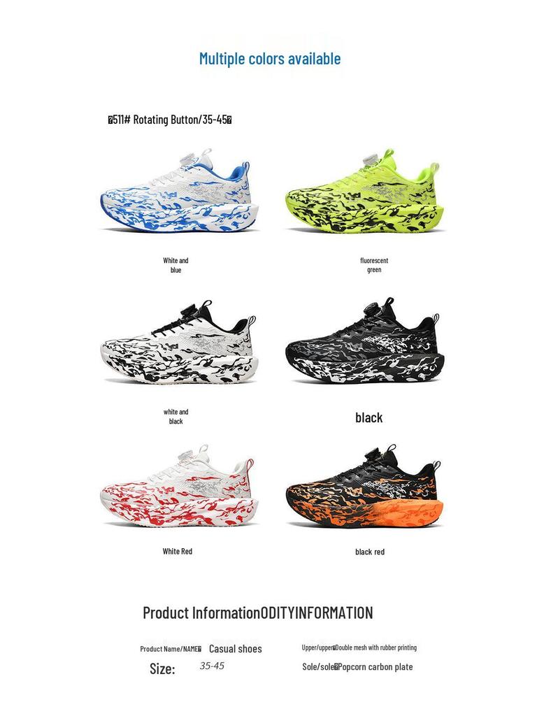 Cross 2025 Fluorescent Running Shoes: Soft Sole Carbon Plate, Parent-Child Couple Style, Heartbeat Design.