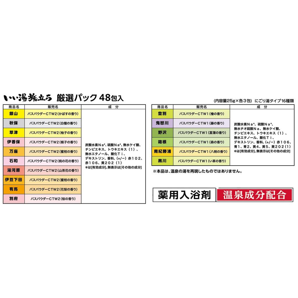 Iiyu Tabidachi Medicinal Bath Salts, Cloudy Hot Spring, 16 Scents, 25g X 48 Packs