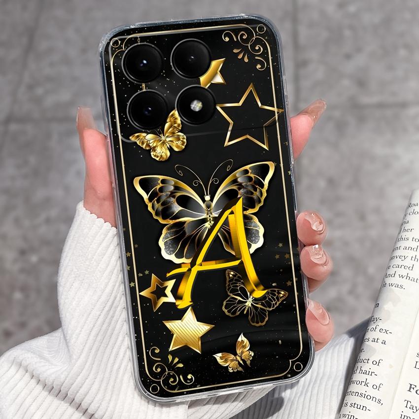 Casing For Redmi K70 K80 K60 K50 K40 K30 K20 Pro K70e K60e K90 Pro Max Phone Case Premium Letters Pattern Transparent TPU Back Cover For Redmi Housing