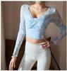 Women's Sexy Long Sleeve T-Shirt with Chest Pad Faux Two-Piece Sportswear - International Style