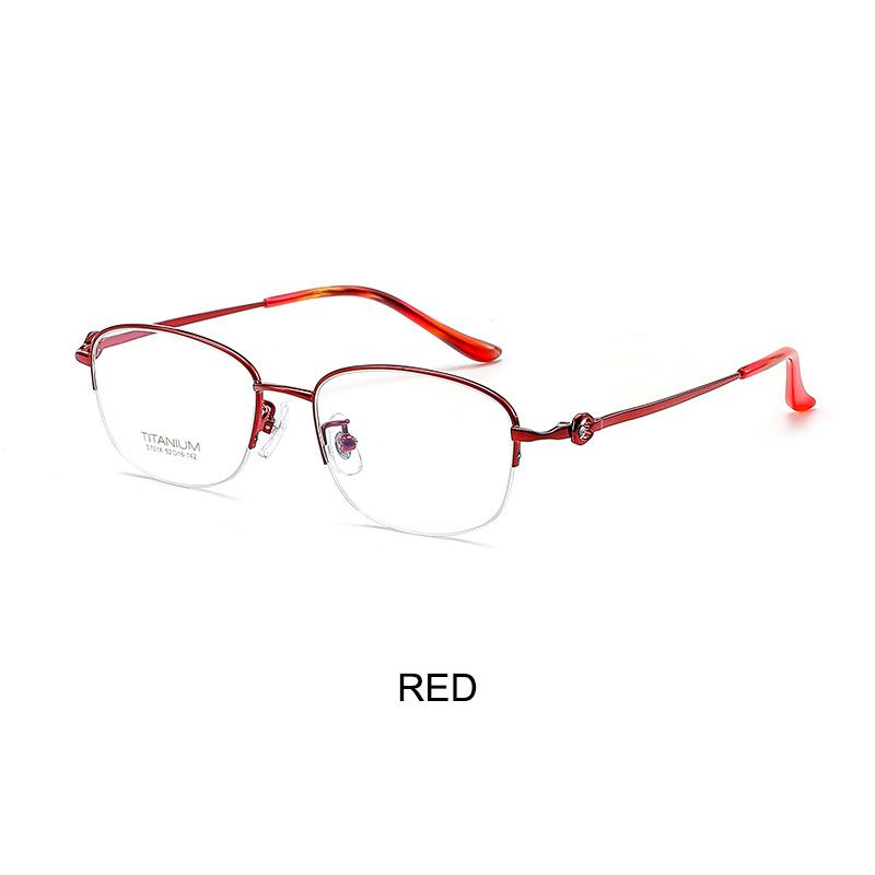 

High Quality Titanium Ultra-light Vintage Women Eyeglasses Frames Retro Luxury Eyewear Optical Frame Fashion Spectacle Half Rim красный