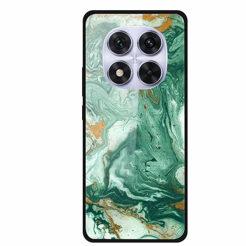 Tempered Glass Case For Xiaomi Redmi Note 14 Pro 5G Back Cover PC Hard Shockproof Cases Beer Marble Texture Cool Fashion Funda