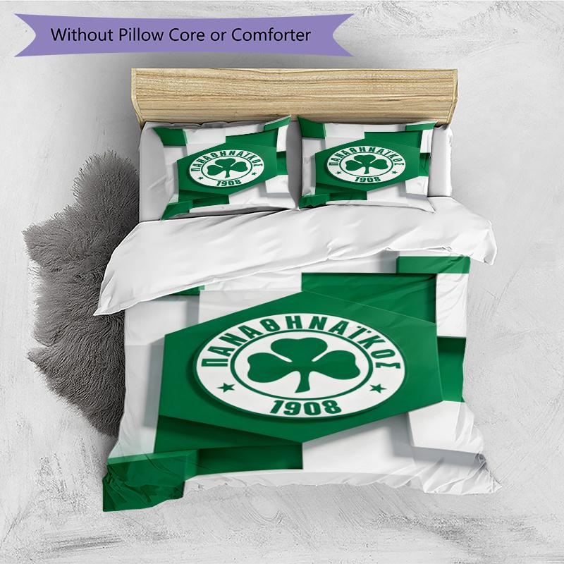 3pcs Duvet Cover Set (1*Duvet Cover + 2*Pillowcase, Without Core), Panathinaikos FC Print Bedding Set, Bedroom Decor, All‑Season, Gift