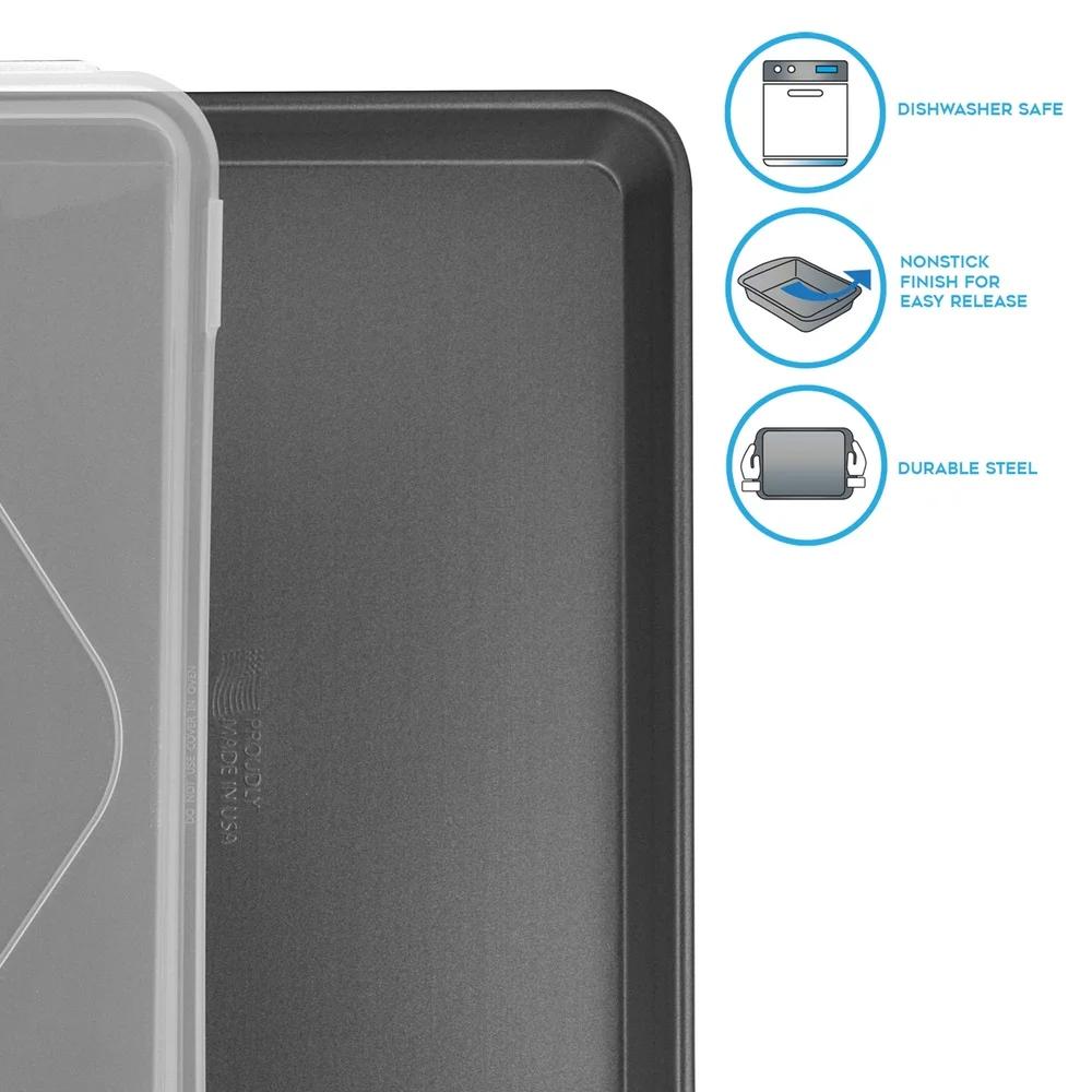 Nonstick Half Sheet Pan with BPA Free Lid Heavy Duty Baking and Roasting Pan Durable Steel Easy Cleanup Anti-Warp Design