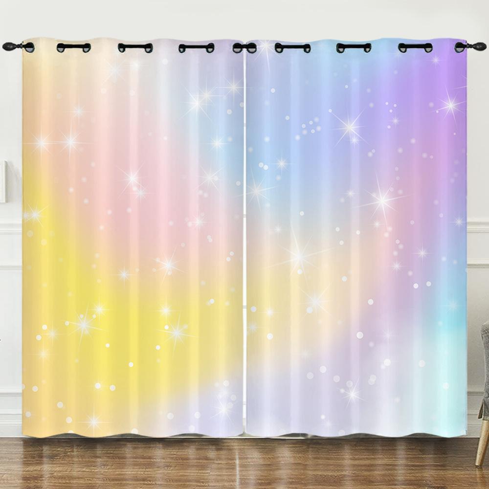Curtain Color Highlight 3D Digital Printing Blackout Curtain Punching