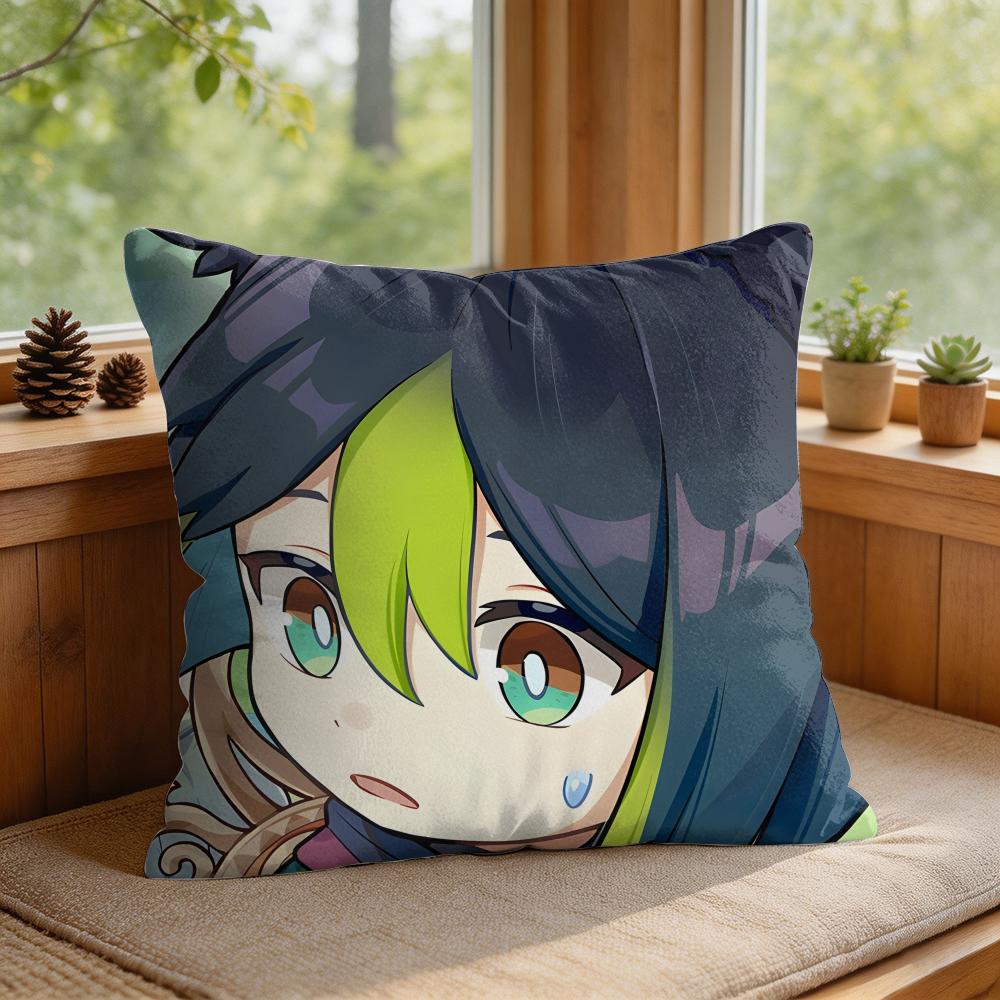 Tighnari Cute Genshin Impact Cushion Cover Square Short Plush Pillow Case Living Room Sofa Home Decor Funda X