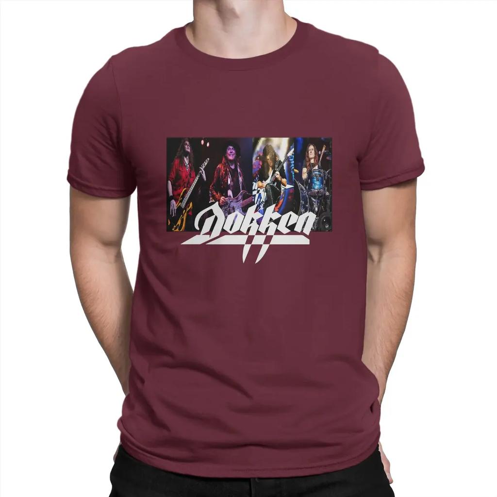 The American Hard Rock Band Formed In 1976 T-Shirt for Men Dokken Fashion Pure Cotton Collar Short Sleeve T Shirt