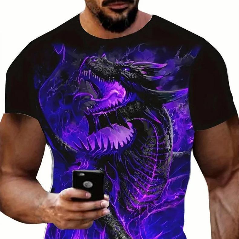 Men's Summer Animal Printed Loose Short Sleeve Top 3D Printed T-shirt