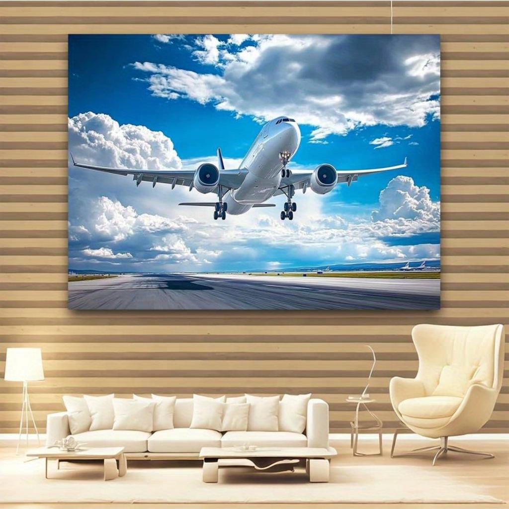 2D Plane 1 Piece of Aircraft Runway Background Fabric - Vivid Aviation-themed Party Decoration