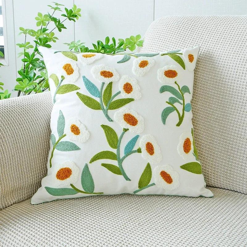 45X45Embroidery Pillowcase Pillow Cover Luxury Flower Nordic Vintage Style Cushion Covers Home Living Room Sofa Couch Seat Decor