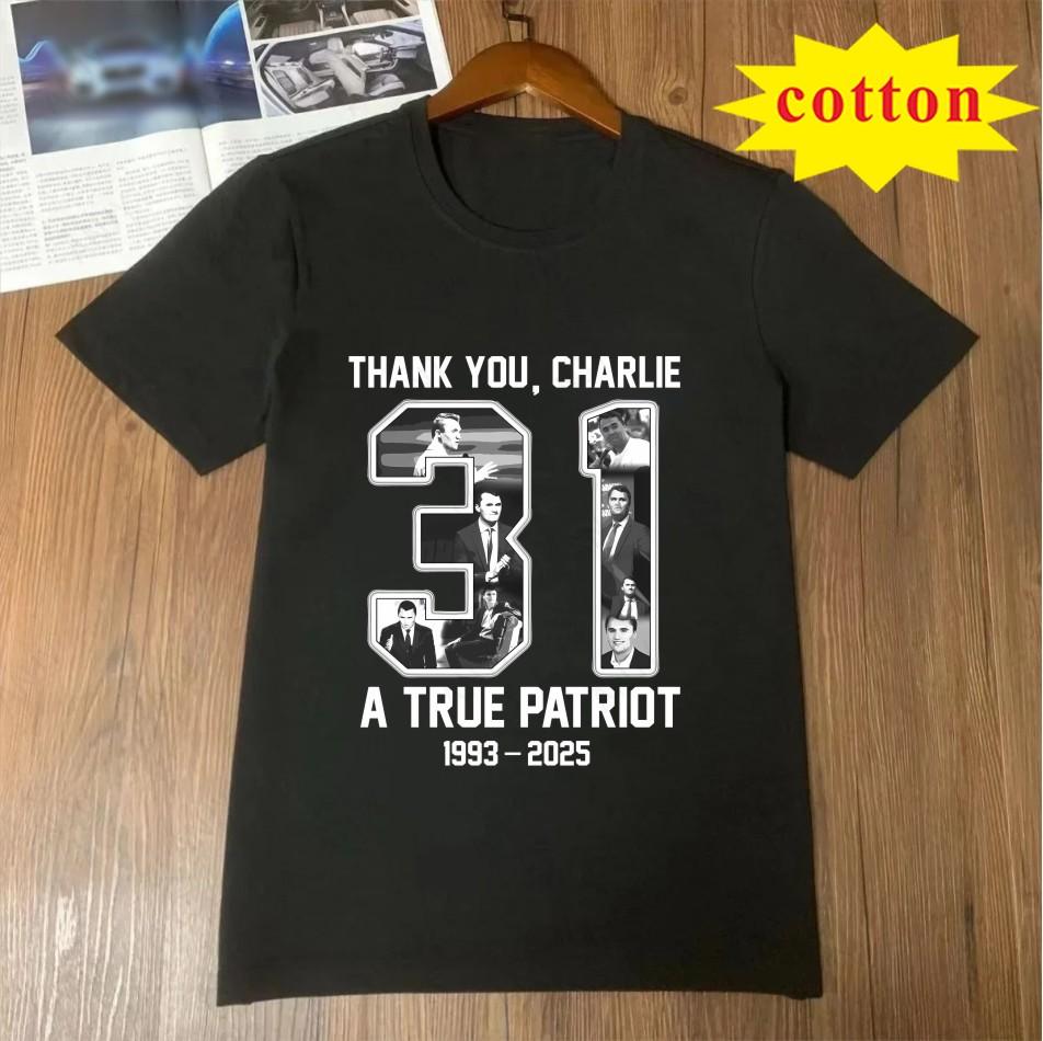 Charlie Kirk Commemorative Printed Tshirt With American Commemorative Style Unisex Casual Short Sleeved Shirt